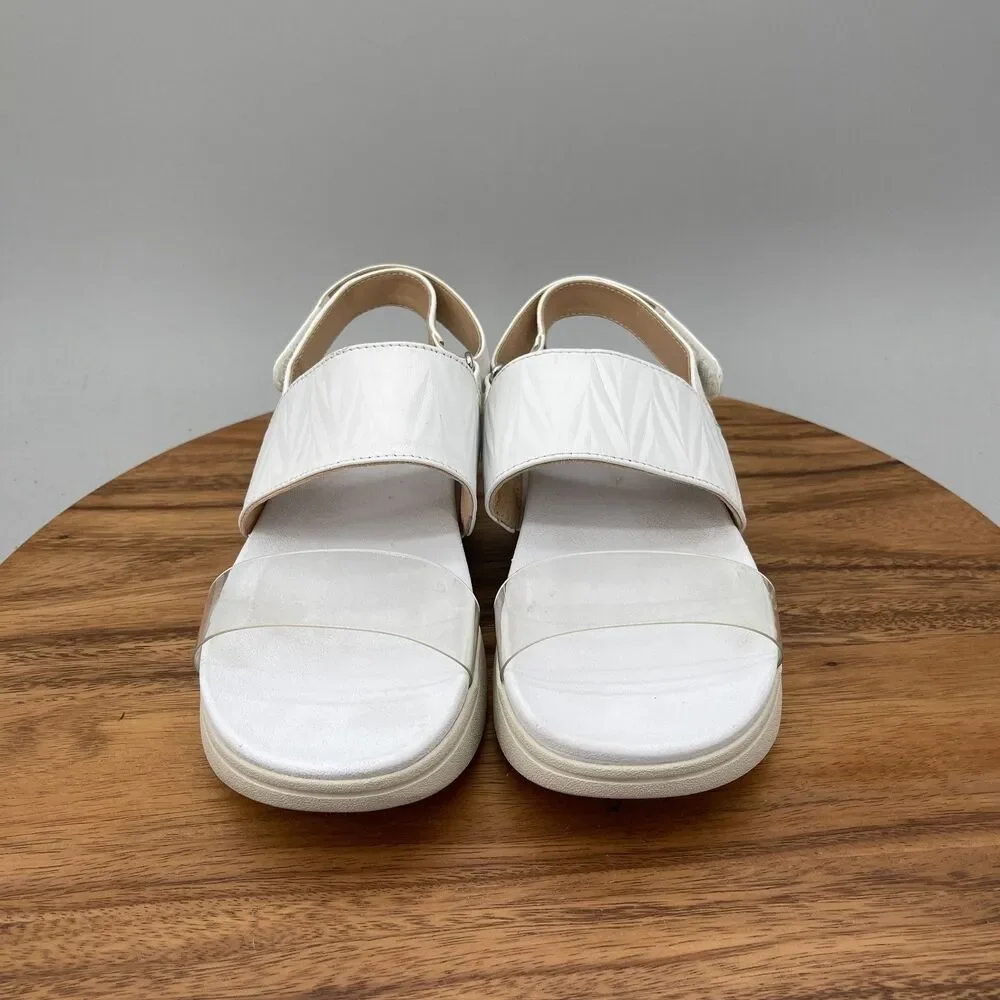Vionic Karleen Sandals Womens Size 8 White Leather Casual Comfort Walking Shoes